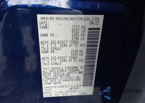 2022 Nissan Frontier Sv 4X2 from USA, damaged, VIN 1N6ED1EJXNN671152